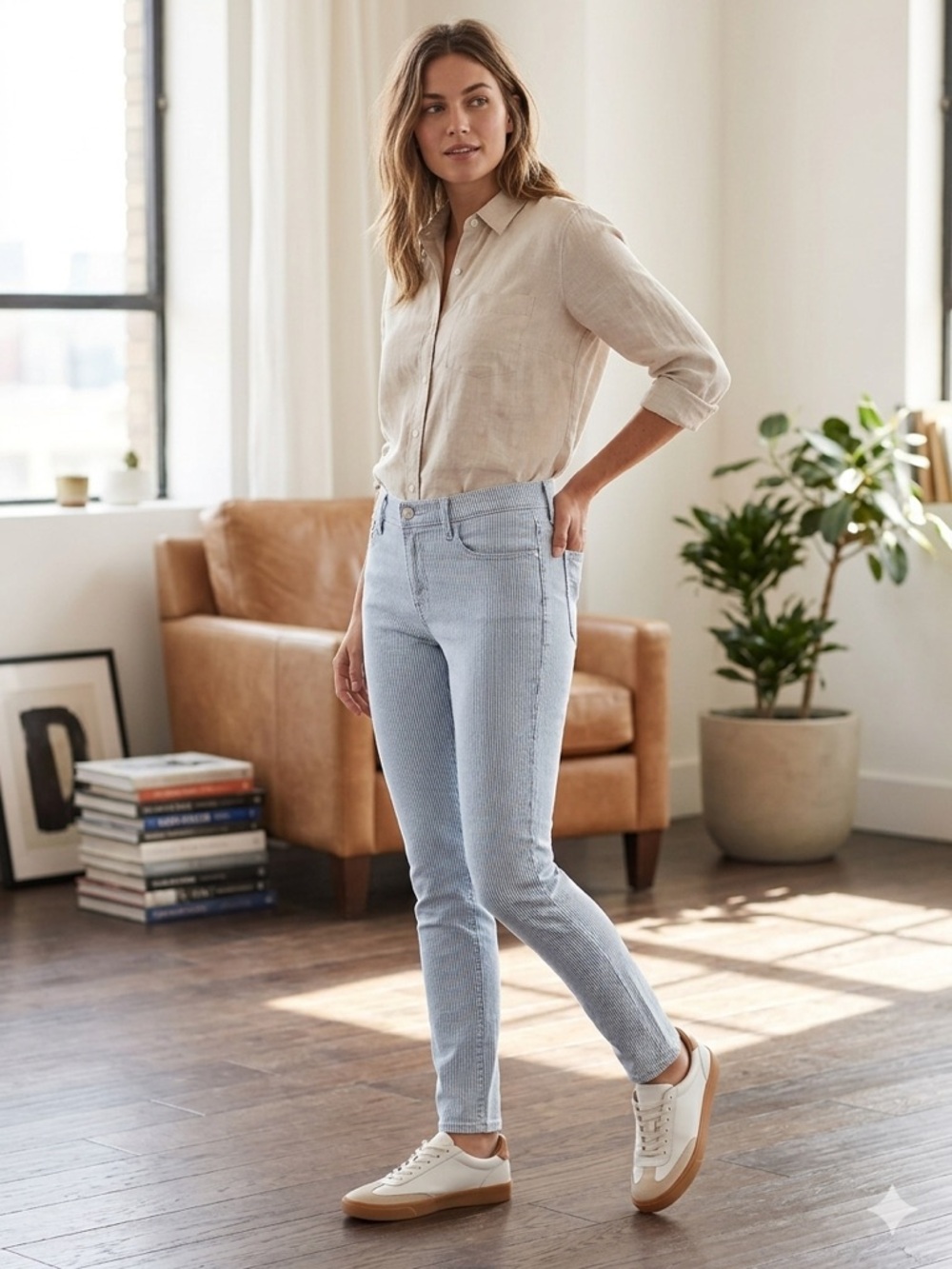 Levi's Light Blue Skinny Jeans for Women Striped